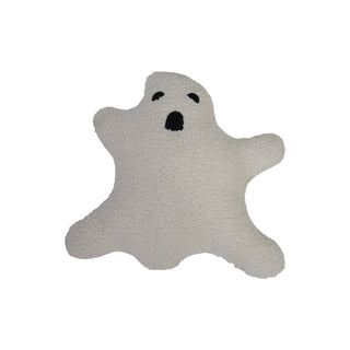 Faux Sherpa Fabric Ghost Shaped Pillow, White & Black Pillow Creative Co-Op