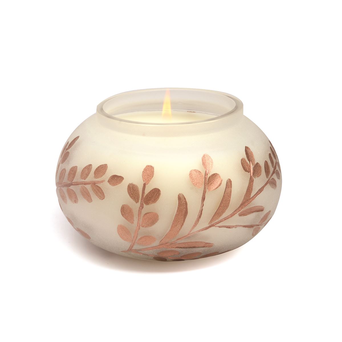 Cypress & Fir Frosted White Glass With Copper Branch Etching 9oz Paddywax Winter Scents Paddywax   