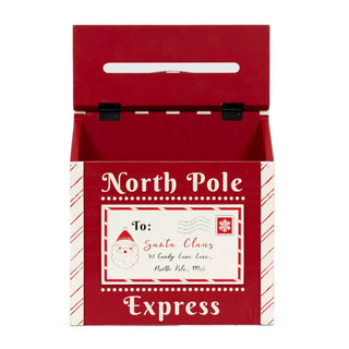 Mailbox-style red wood Christmas decor (9x12), North Pole Express label, by Devanie At Home