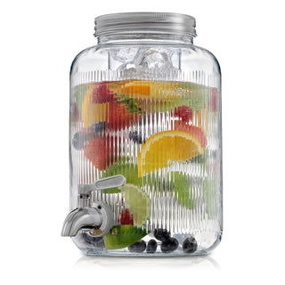 Fluted 1-Gallon Glass Drink Dispenser  JoyJolt   