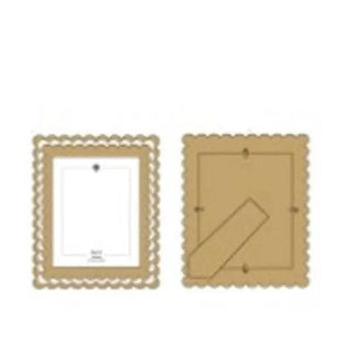 Wood scalloped photo frame for 8x10 pictures in natural wood finish, front and back views.