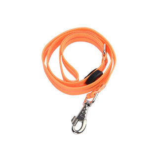LED dog leash in bright orange with metal clasp for nighttime visibility