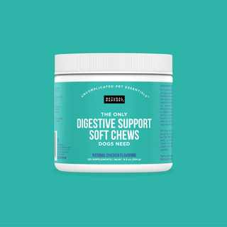 The Only Digestive Support Soft Chews Dogs Need - turquoise label, Natural Rapport.