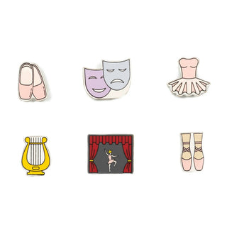 Wood shapes set, ballet theme, 2x2-inch, 6 pieces; includes slippers, masks, tutu, stage scene