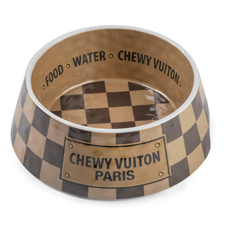 Checker Chewy Vuiton Bowl - 3 Sizes!! Dog Bowls Haute Diggity Dog