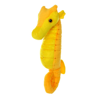 Mighty Ocean Seahorse plush squeaky dog toy, large yellow
