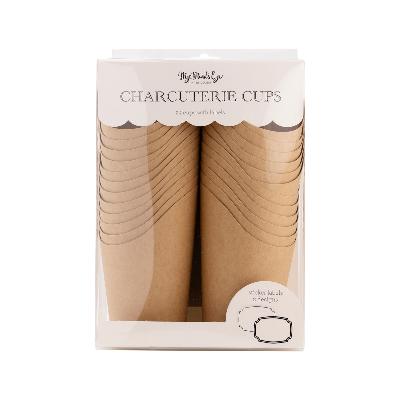 Kraft Charcuterie Cups with sticker labels (24ct)  My Mind’s Eye   