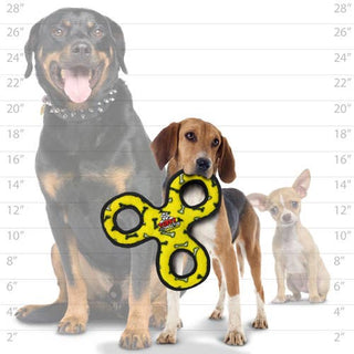 Tuffy Jr 3 Way Tug yellow squeaky dog toy; durable chew toy for dogs