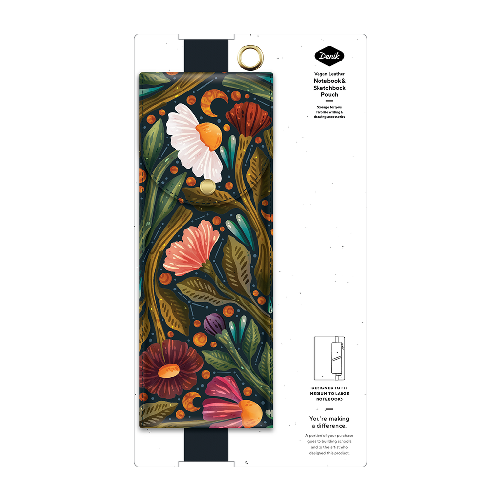 Nightsky Floral Notebook/Sketchbook Pouch – Opal and Olive
