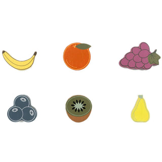 2x2 inch wood fruit shapes set, 6 pieces for letterboard, includes banana, orange and grape shapes.