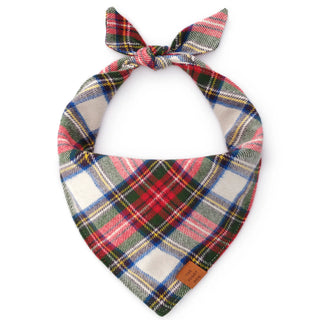 Dog bandana in Regent plaid flannel, multicolor red, green and blue, knotted