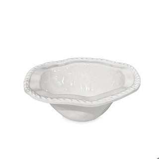 Small white ceramic bowl with a rope-edged rim, ocean nautical style.