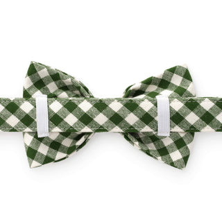 HTH x TFD Mini Gingham Hunter Green Dog Bow Tie The Foggy Dog