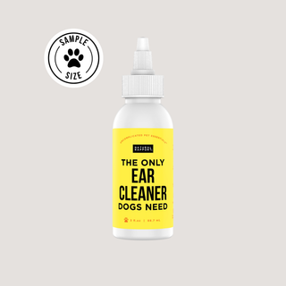 The Only Ear Cleaner Dogs Need spray bottle with bright yellow label