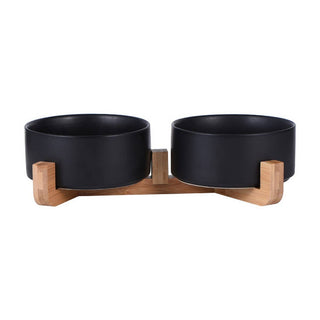 Raised Ceramic Pet Bowl Set with Wooden Stand_CWMM5939 Toby Supply BLACK3 (11cm) 1