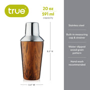 Wood Grain-Patterned Stainless Steel Cocktail Shaker - 20 oz TRUE