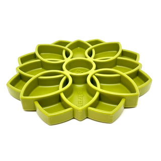 Mandala Design eTray Enrichment Tray for Dogs, green plastic with flower-shaped petal compartments