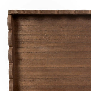 Wood scallop tray, espresso finish, 13x9x2 in, home decor