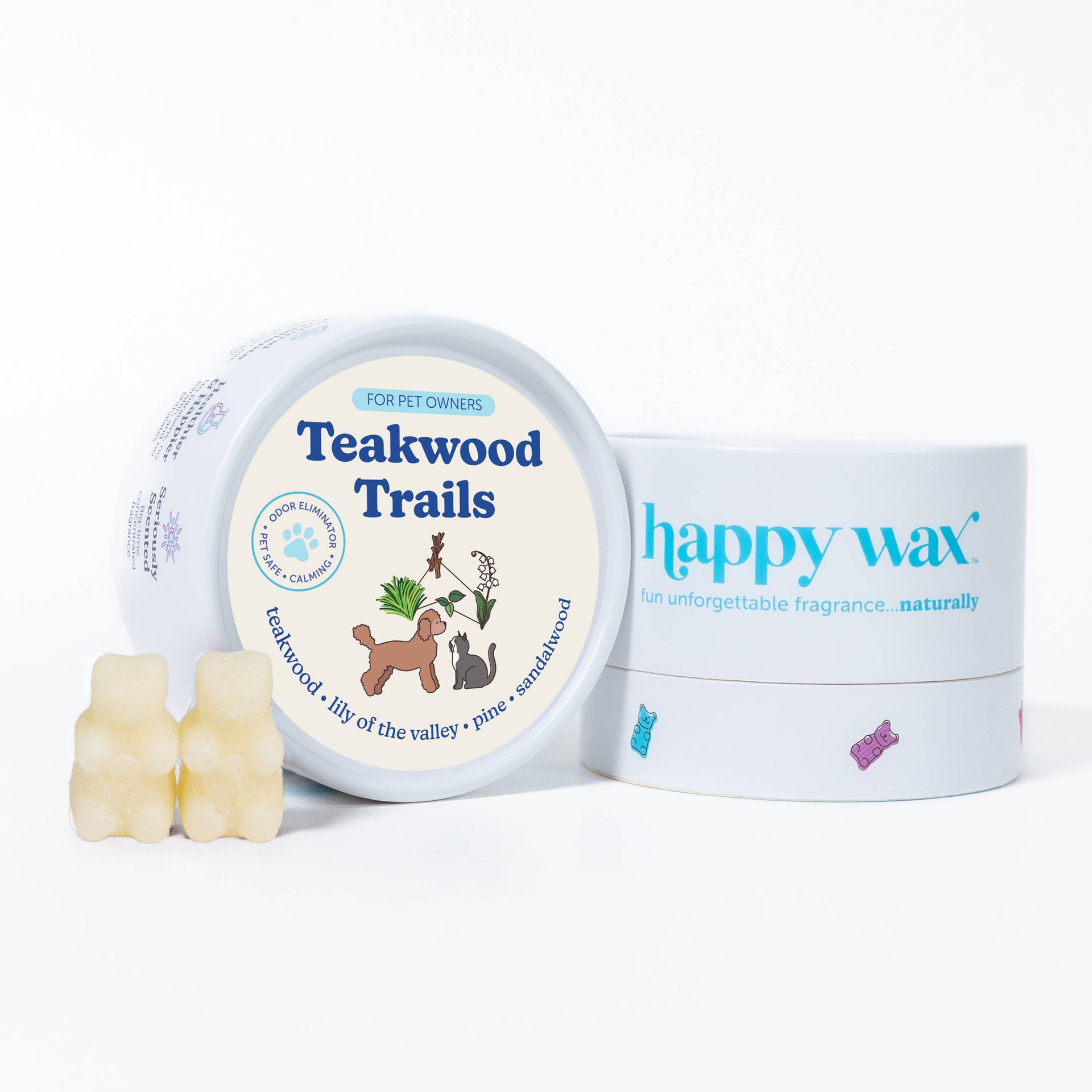 Teakwood Trails Pet Wax Melts for Pet Owners 4 oz Eco-Tin Happy Wax