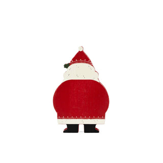 Chunky wood Santa ornament, 4x6 inches, red suit with white trim