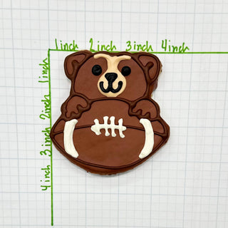 Sports Ball Buffet Cookies bear-shaped cookie in brown with white football laces
