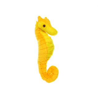 Mighty Jr Ocean Seahorse plush squeaky dog toy by Tuffy Dog Toys, yellow.