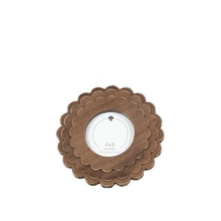 Layered scalloped wood photo frame, espresso finish, 4x4 inch opening