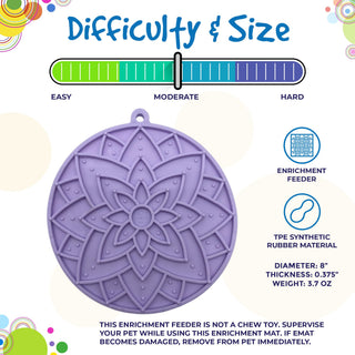 Lotus eMat Enrichment Lick Mat, purple silicone with lotus design and suction cups