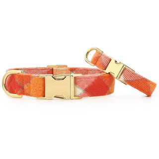Pumpkin Spice Plaid Flannel Fall Dog Collar The Foggy Dog