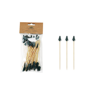 Bamboo Single Use Skewers with Tree Shaped Handles Serving Pieces Creative Co-Op