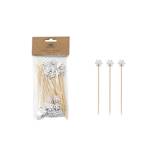 Bamboo Single Use Skewers with Snowflake Shaped Handles Serving Pieces Creative Co-Op
