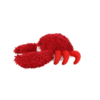 Mighty Microfiber Ball Crab red squeaky dog toy with plush, shaggy texture