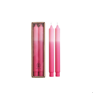 Candles: 10-inch two-tone pink pleated taper, boxed set of two