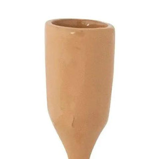 Enameled cast iron taper candle holder in warm tan, home decor
