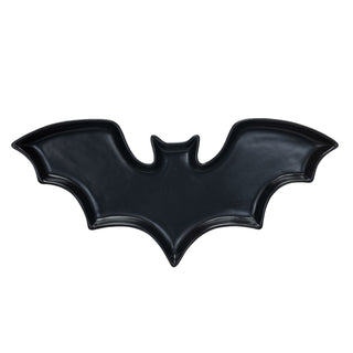 Stoneware Bat Shaped Dish, Matte Black Serveware Creative Co-Op