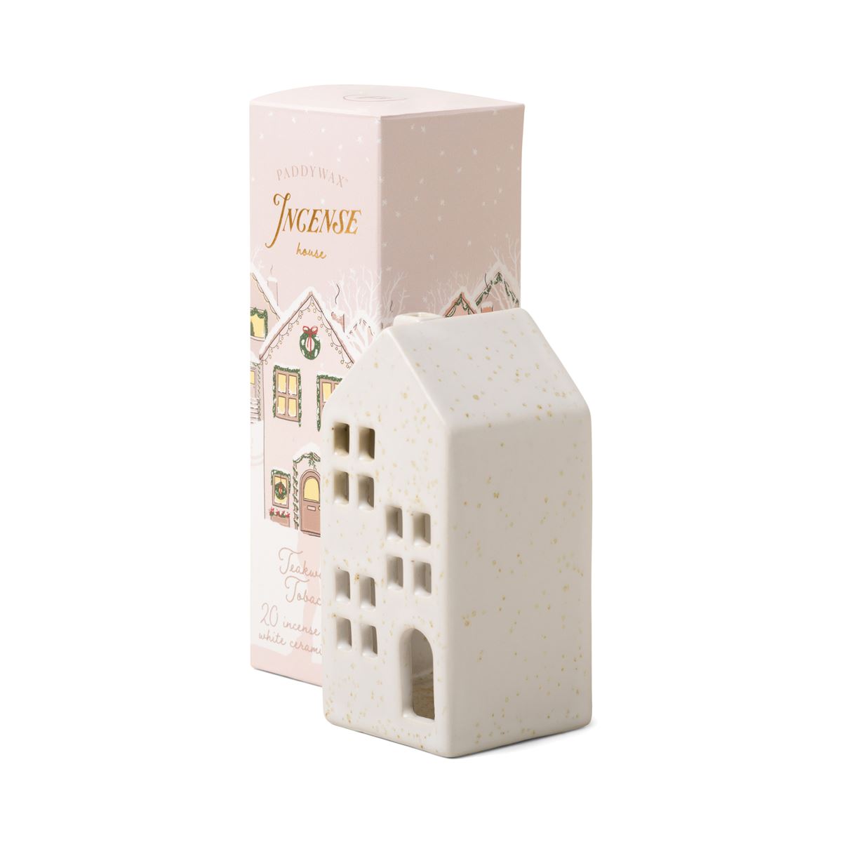 White Ceramic Incense House - Teakwood Tobacco Paddywax Winter Scents Paddywax   