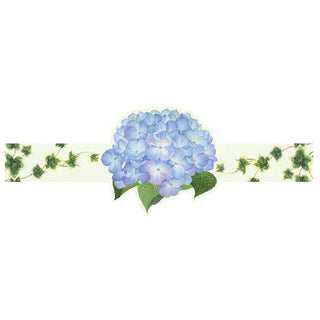 Blue hydrangea die-cut paper napkin rings, 8-count set