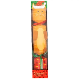 Christmas cracker cat set, three-piece with orange Santa-hat cat and a red gift box