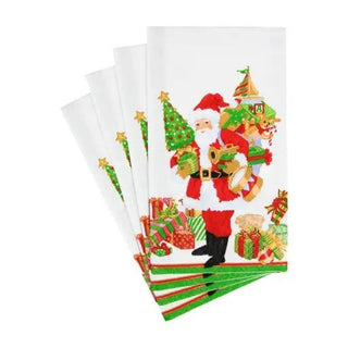 Guest towel napkin set of four featuring Santa Claus and Christmas gifts