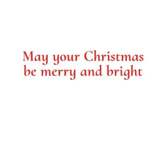 Caspari boxed holiday card with red script message May your Christmas be merry and bright on white