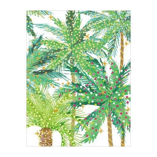 Palm trees with lights boxed holiday cards featuring vivid green fronds and twinkling bulbs