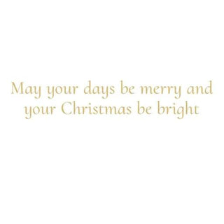 Boxed holiday cards with gold script greeting on white background