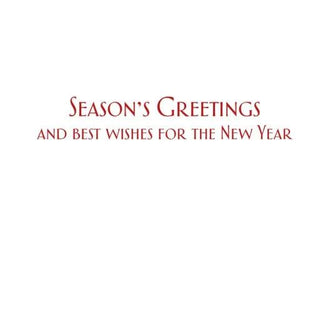 Seashell Wreath boxed holiday cards with red Season’s Greetings typography on white background