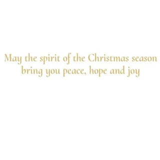 Boxed Golden Angel Nativity holiday cards with gold script greeting on white.