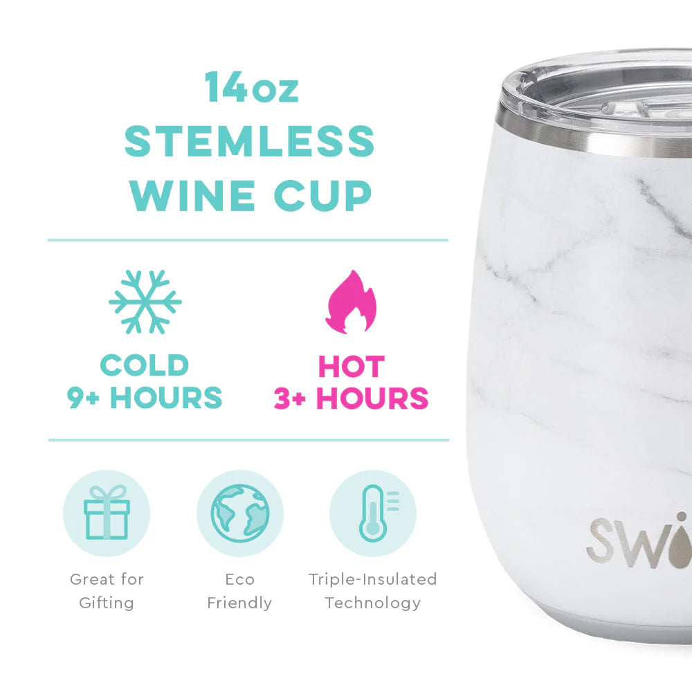 Stemless Wine Cup - 14oz - Marble  Swig Life   
