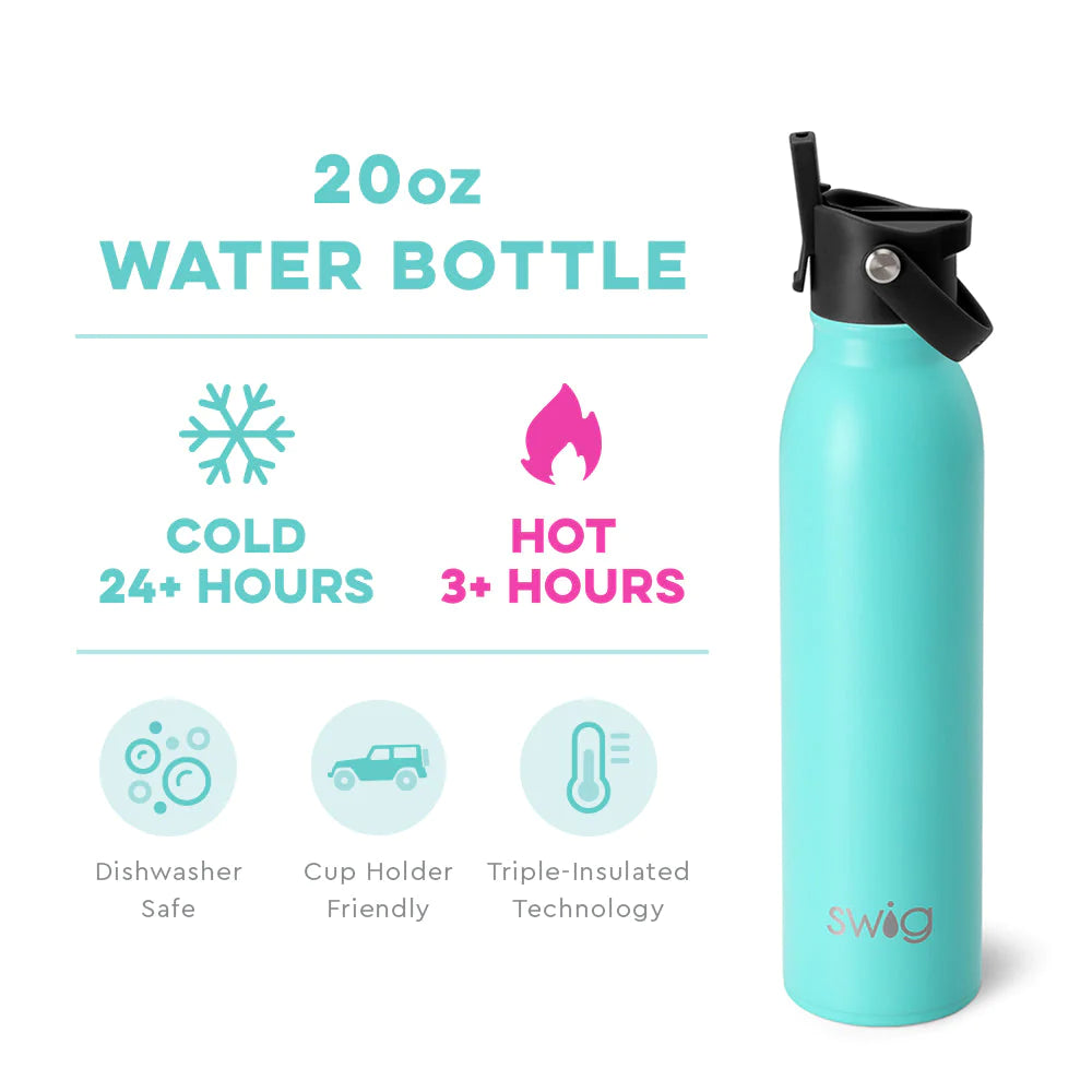 Flip & Sip Water Bottle 20oz - Aqua  Swig Life   