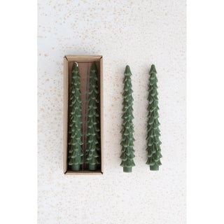 Unscented Tree Shaped Taper Candles Candles Creative Co-Op Green