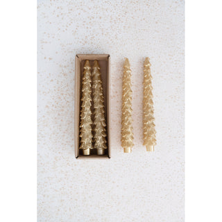 Unscented Tree Shaped Taper Candles Candles Creative Co-Op Gold