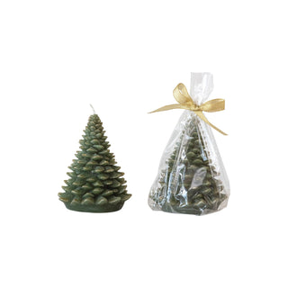 Unscented Tree Shaped Candle w/ Gold Tips, Evergreen Color Candles CCOI