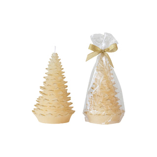 Unscented Tree Shaped Candle w/ Gold Tips, Eggnog Color Candles Creative Co-Op